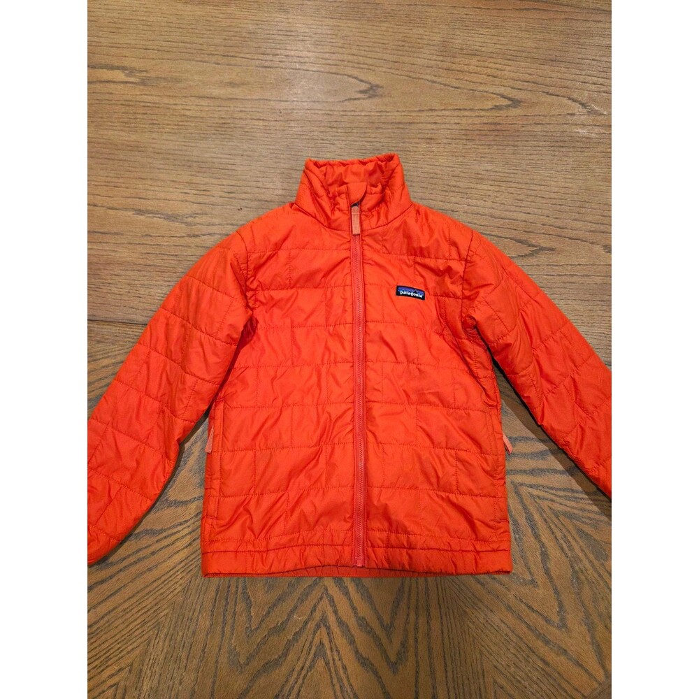 Patagonia Nano Puff Jacket Kids S 7-8 Orange Insulated Puffer Hiking Outdoor